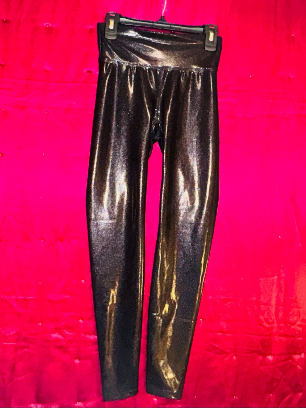 👑 NWOT Size Xsmall High-Waist Black Shimmer Leggings